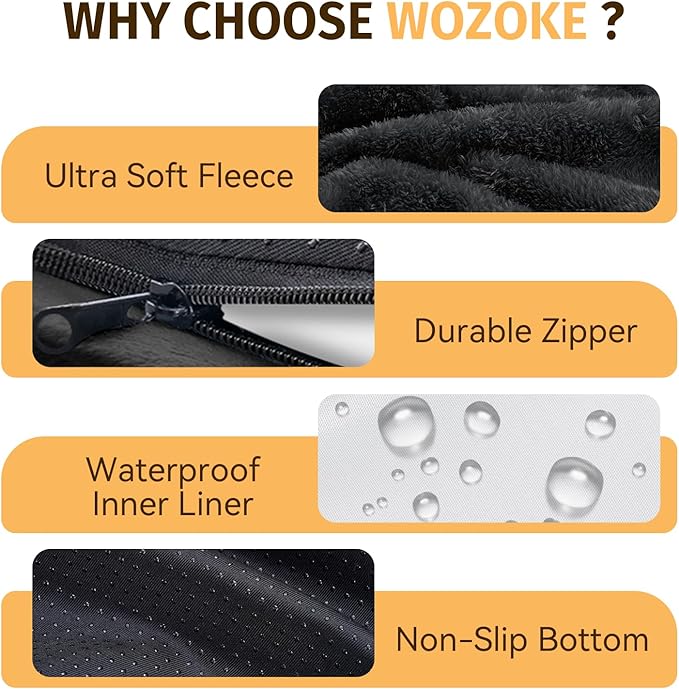 Orthopedic Dog Bed for Medium Dogs, Waterproof Dog Bed with Removable Bolsters, Egg Crate Foam Pet Couch for Medium Size Dog with Machine Washable Cover & Non-Slip Bottom, Black
