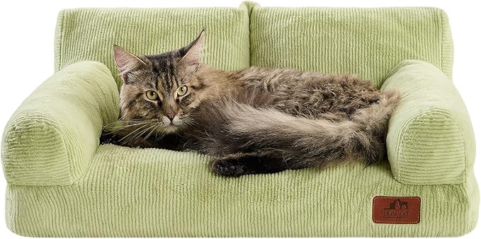 Hollypet Fluffy Dog Cat Bed Pet Couch Beds Plush Soft Warming Washable Puppy Bed for Small Medium Dogs and Large Cats, Cantaloupe Green, 24" L x 18" W x 10" Th