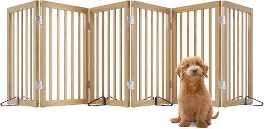 Extra Wide Dog Gates for Doorways, Bamboo Dog Gates for the House Stairs, Freestanding Pet Gates for Dogs, Doogie Puppy Fence Gate