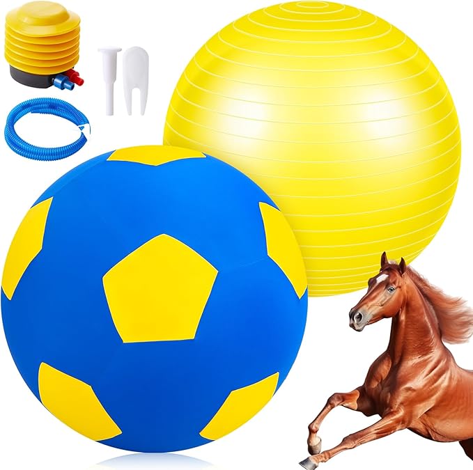 Giant Herding Ball with Ball Cover Anti Burst Please Watch VCR for How to Inflation Horse Toys for Horses Entertainment Play, Pump Included(Stylish,40 Inch,Yellow)