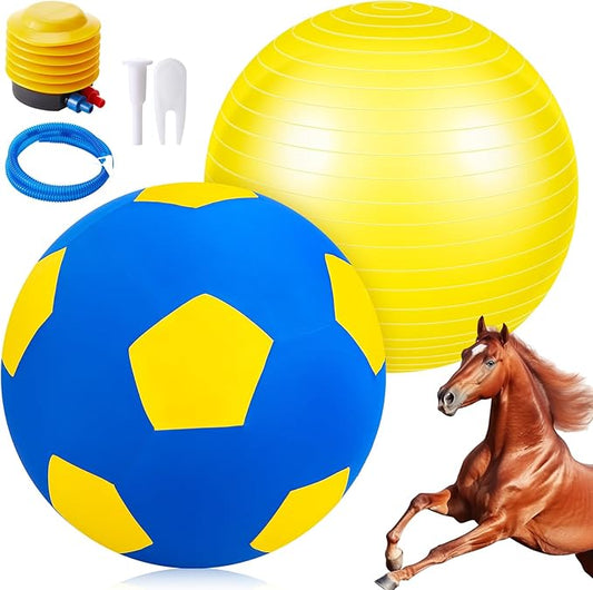 Giant Herding Ball with Ball Cover Anti Burst Please Watch VCR for How to Inflation Horse Toys for Horses Entertainment Play, Pump Included(Stylish,40 Inch,Yellow)