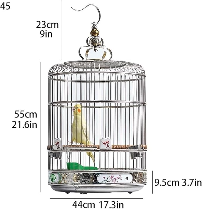 Bird Cage Round Bird Aviary Stainless Steel Tall Tiel Cage Hanging Parrot Cage Bird Carrier Travel Carrier Cage Flight Birdcage(10)