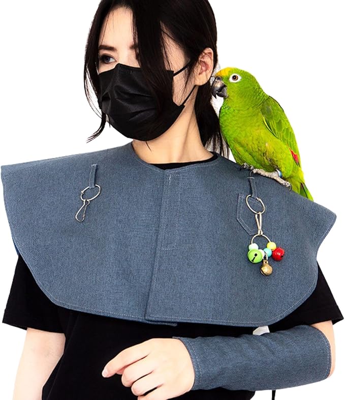 Pet Bird Shoulder Poop Protector and Protective Anti-Scratch Arm Guard Set, Anti-Bite Shoulder Pad Diaper Shawl for Parrot Macaw African Budgies Parakeet Agapornis Fischeri Cockatiel Lovebird
