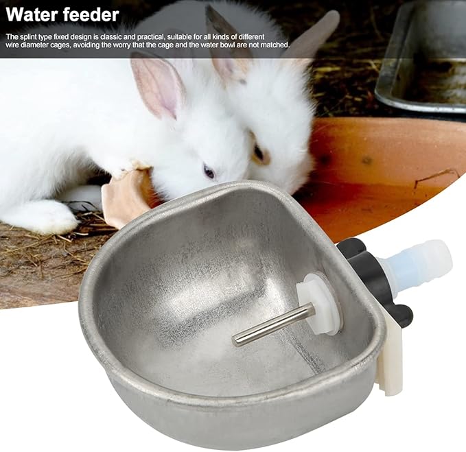 Rabbit Breeding Water Bowl 10PCS, Small Animal Nipple Drinking Water Bowl Water Feeder, Solid Stainless Steel Rabbit Water Feeder Anti Scratch 3.54x2.60x1.18inch Coop Cup