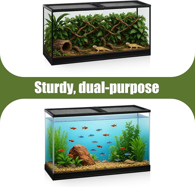 Landhoow 55 Gallon Screen Cover for Hinged Door Pet Reptile Terrarium Screen Cover Large Reptile Terrarium Fish Tank Lid with Center Hinge