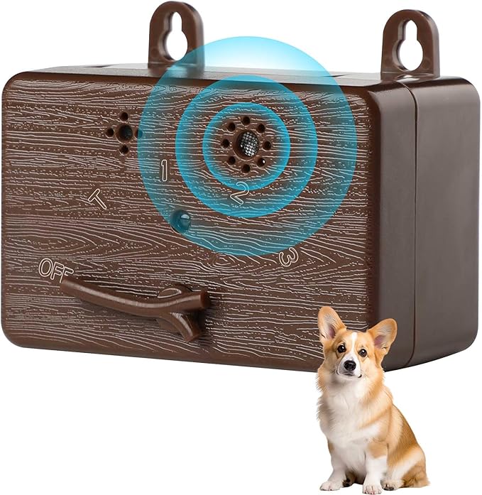 GlossyEnd Anti Barking Device, 50 FT Ultrasonic Dog Barking Control Device, 4 Modes Bark Box,Neighbor Dog Silencer, Dog Barking Silencer for Indoor and Outdoor Use (Brown