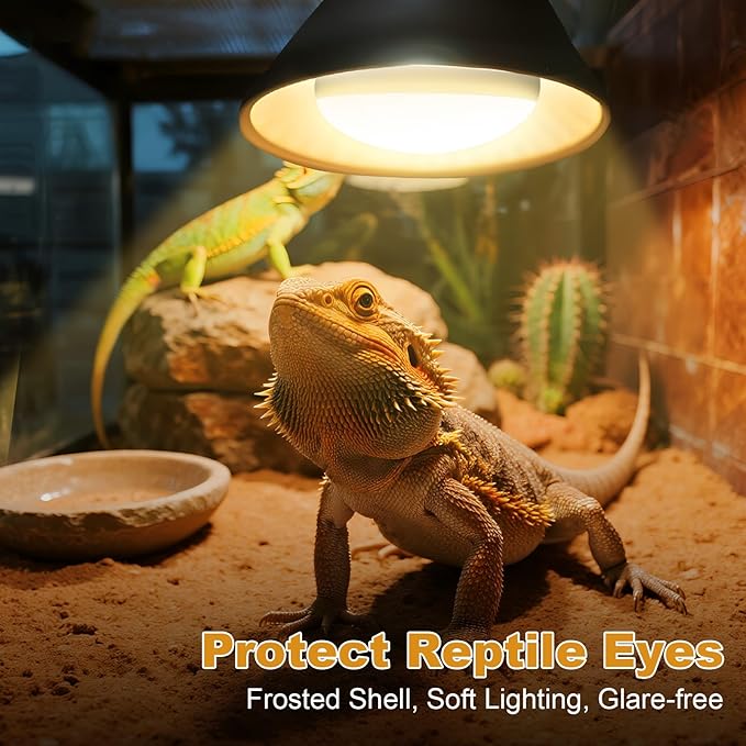 2Pack Reptile Heat Lamp, 100W Reptile Heat Emitter Infrared Basking Spot Light, UVA Daylight Heat Lamp Bulbs for Chickens Coop Reptiles Pets Brooder Use