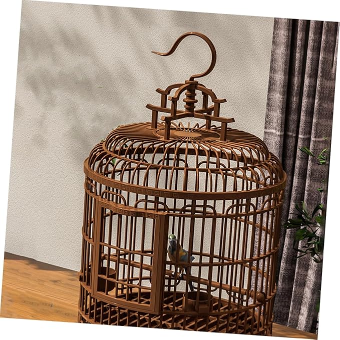Milisten Large Portable Bird Cage Villa for Parrots and Budgies Retro Plastic Travel Carrier Detachable Base Suitable for Home and Outdoor Use