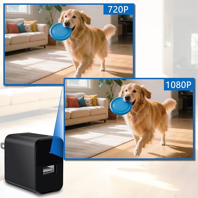 KEHZKCT 64GB Body Camera, 1080P Full HD Body Camera,Security Charger Camera, Small Cam with Motion Detection,Night Vision,NO WiFi