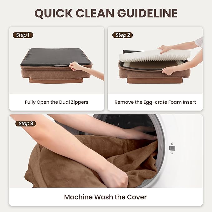 Orthopedic Dog Beds for Medium Size Dogs, Waterproof Egg-Crate Foam Pet Couch Bed with Soft Sides, Non-Slip Dog Sofa with Flannel Removable Washable Cover, 28" L Supportive Pet Sofa, Brown