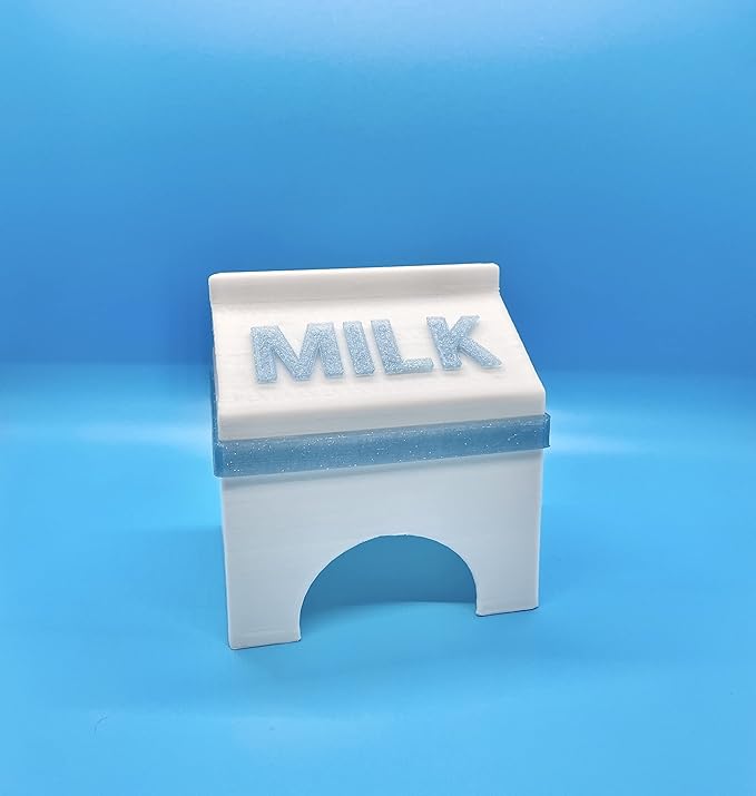 Milk Carton Small Pet Hide - Kawaii Hideaway House - Great for Geckos, Hamsters, Frogs, Mice, Fish Tanks and More!