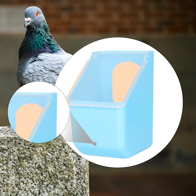 Pigeon Feeder, Food Storage Case, Single Hole Hanging Box, Dove Bird Feeding Case for Parrots Canaries Chickens Pigeons, Blue