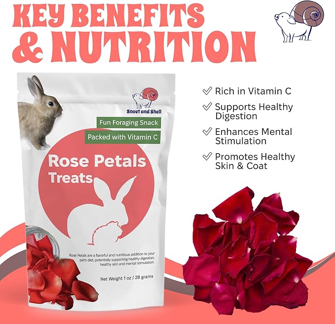 Floral Favorites by Snout and Shell – 4-in-1 Natural Treats for Small Pets – Pea Flakes, Marigold, Rose Petals & Hibiscus – Healthy Snacks for Rabbits, Guinea Pigs, Chinchillas & More