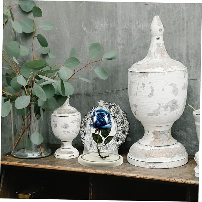 Garneck 1set Preserved Flower Glass Dome Base Decorative Flower Display Cover for DIY Micro Landscape Ornament for Home and Parties