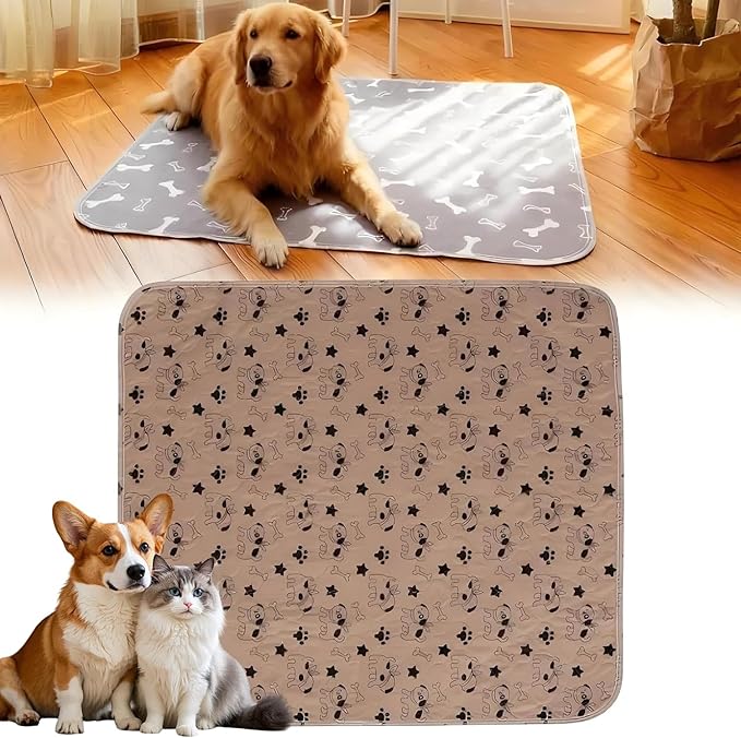 Puppy Pads with pheromones, Elite Pads for Cats, Washable Puppy Pads for Dogs and Cats, Leak-Proof & Anti-Slip Pet Training Pad for Home & Travel(Brown-B, M: 23.6" × 15.7")