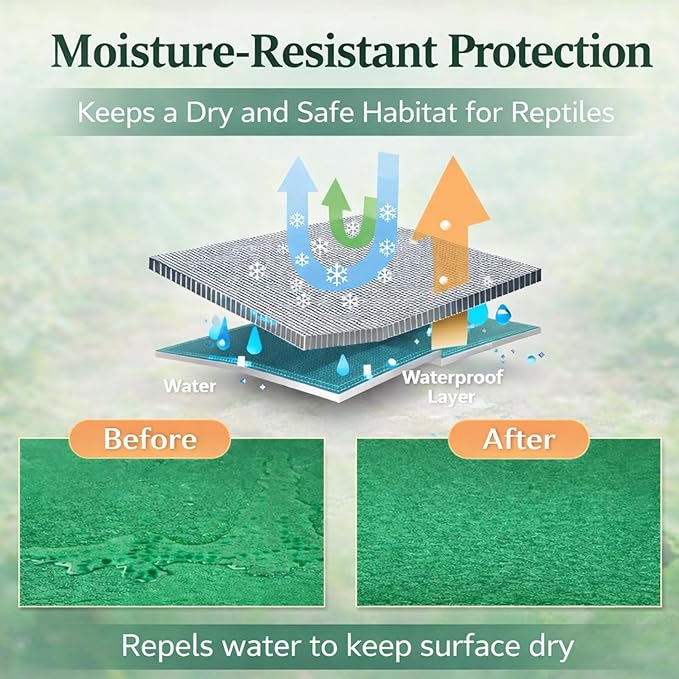 HERCOCCI 2 Pack Reptile Carpet, 39’’ x 20’’ Terrarium Bedding Substrate Liner Reptile Cage Mat Tank Accessories for Bearded Dragon Lizard Tortoise Leopard Gecko Snake (Green)