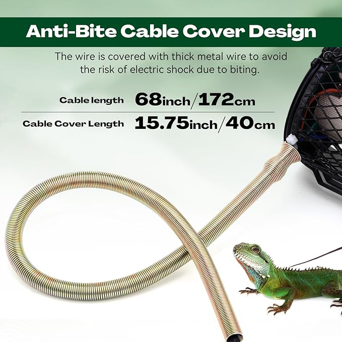 Retisee 4 Pcs Reptile Heat Lamp with Guard Bird Cage Heater 100w Ceramic Bulb Anti-scalding Heat Lamp Holder Bulb Short Grid Cage with Anti-bite Hook and Power Switch for Parrot Lizards Snakes Chicks