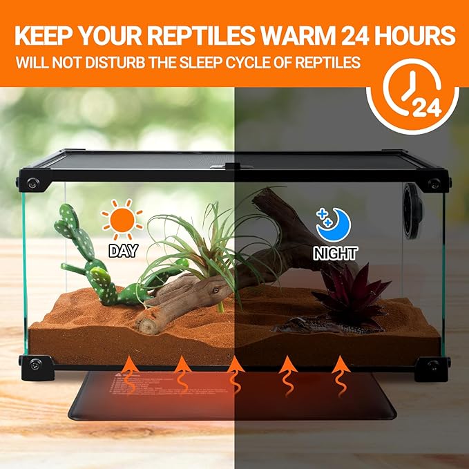 REPTI ZOO 6" X 8" Reptile Heat Pad Fast Heating Pad with Adjustable Thermostat 12W Reptile Heat Mat for Turtles/Hermit Crabs/Bearded Dragons/Leopard Geckos/Snakes/Lizards, and Seed Germination