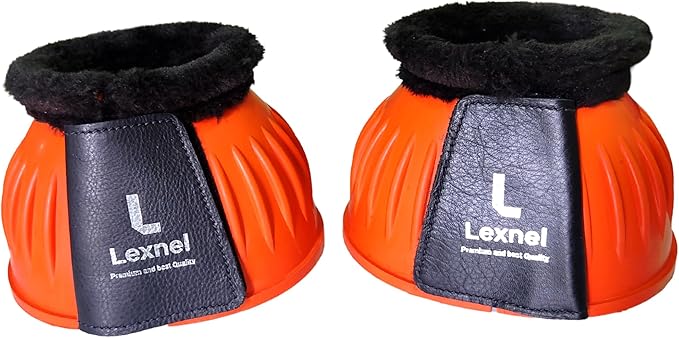 Rubber Bell Boots, Durable Bell Boots for Horse – Superior Hoof Protection and Comfort 1 Pair (Orange, X-Large)