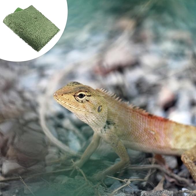 Toyvian 2pcs Moss Reptile Carpet Mat Terrarium Liner Bedding for Turtles Lizards Bearded Dragons Geckos Non-Adhesive Moisture Retentive Artificial Lawn for Pets Habitat
