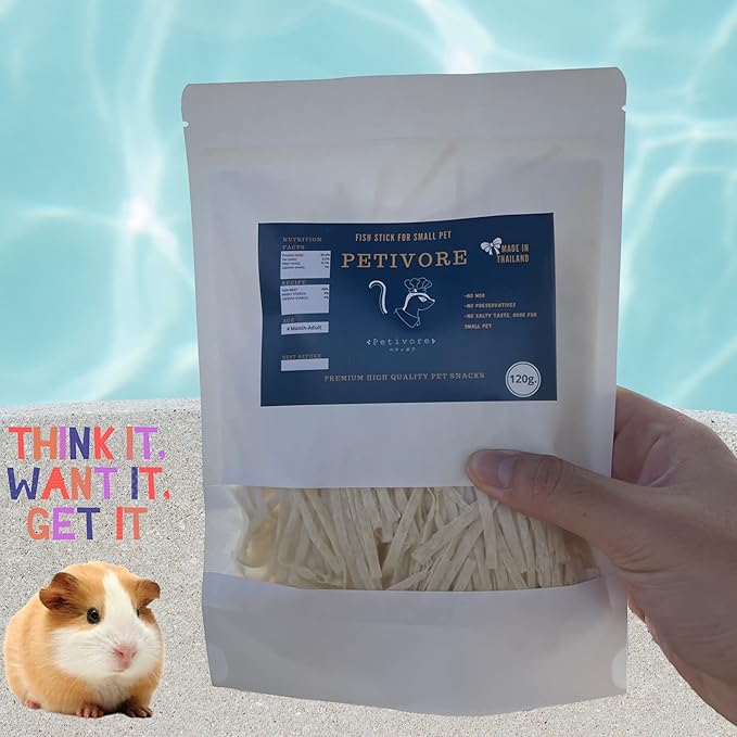 Premium Large Pack Fish Stick for Sugar Glider - Made with Real Fish - Hamster, Squirrel, Chinchillas, Marmoset, Small Exotic Animal Pet Treats, Snacks and Food (120g)