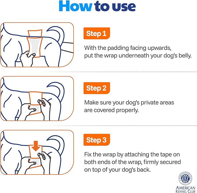 American Kennel Club Male Dog Wrap, Disposable Diapers with Wetness Indicator, X-Small, 50 Count
