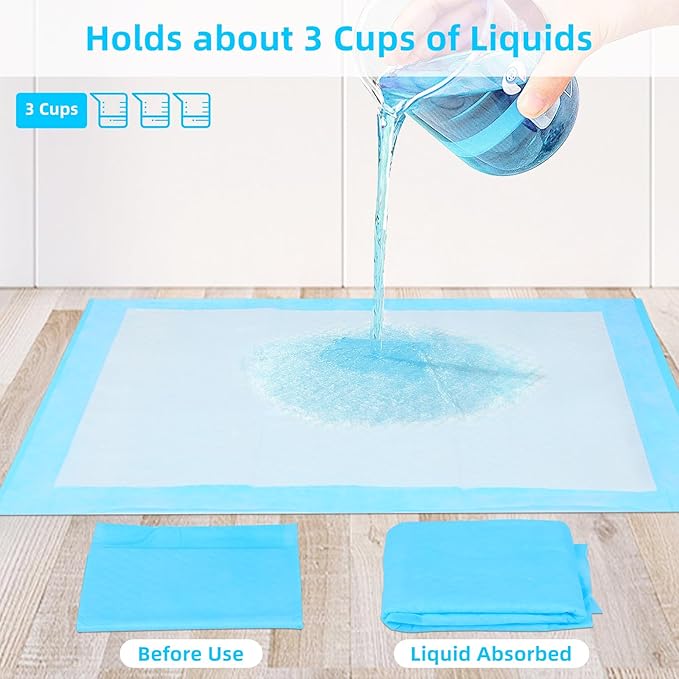 Super Absorbent Waterproof Dog and Puppy Pet Training Pad, Housebreaking Pet Pad, 100-Count Extra Small-Size, 17’’X23.6’’, Blue (Pack of 2)