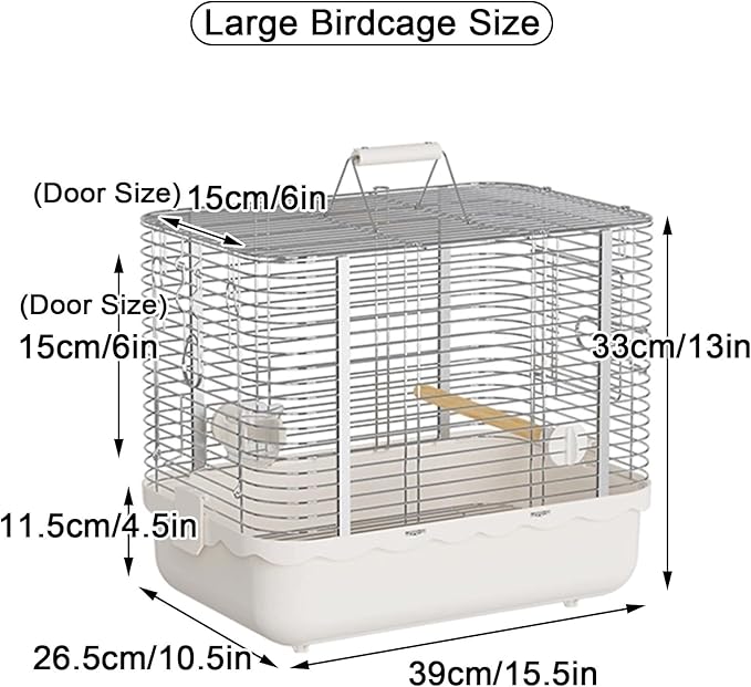Bird Carrier Travel Cage Parakeet, Portable Outdoor Bird Cage Indoor Bird Aviary for Parrots, Canaries, Lovebirds, Quakers(Large(Green))