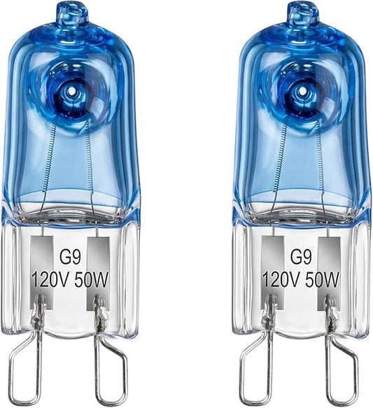 G9 50W Heat Lamp Bulbs for Reptile, Mini Halogen Bulb, Infrared Reptile Heat Lamp for Bearded Dragon Gecko Turtle Lizard,Day Blue-2 Pcs