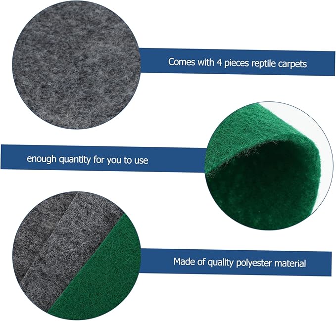 BESPORTBLE Reptile Carpet 4pcs Substrate for Reptile Tank Lizard Snake Turtle Gecko Bedding Mats