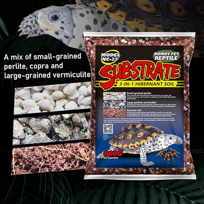 Hamiledyi 1.32LB Reptile Coconut Fiber Substrate Hibernant Soil Mix Perlite Vermiculite 3 in 1 Terrarium Bedding for Lizard Tortoise Chameleon Snake Iguanas Geckos Forg