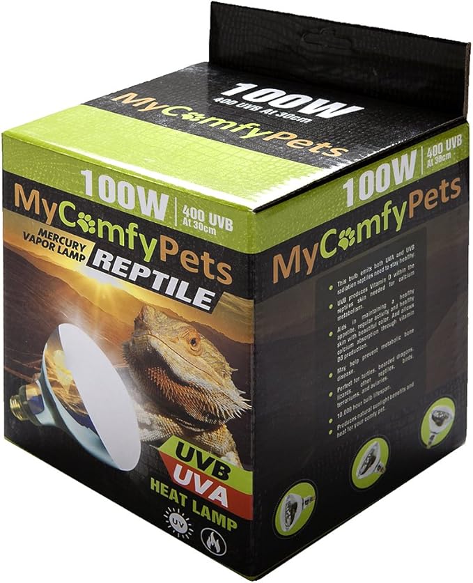 UVB Light and UVA 2-in-1 Reptile Bulb 100W for Bearded Dragons and All Reptiles (400 UVB)