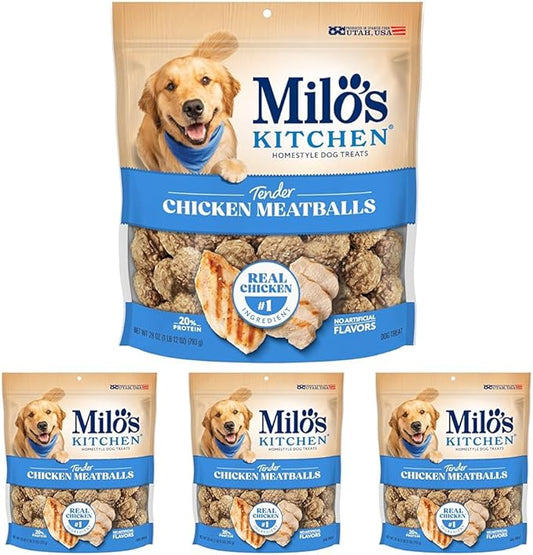 Milo's Kitchen Chicken Meatballs Dog Treats, 28 Oz. Bag(Pack of 4)
