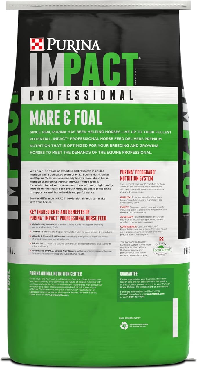 Purina Impact | Professional Mare & Foal Horse Feed | 50 Pound (50 LB) Bag