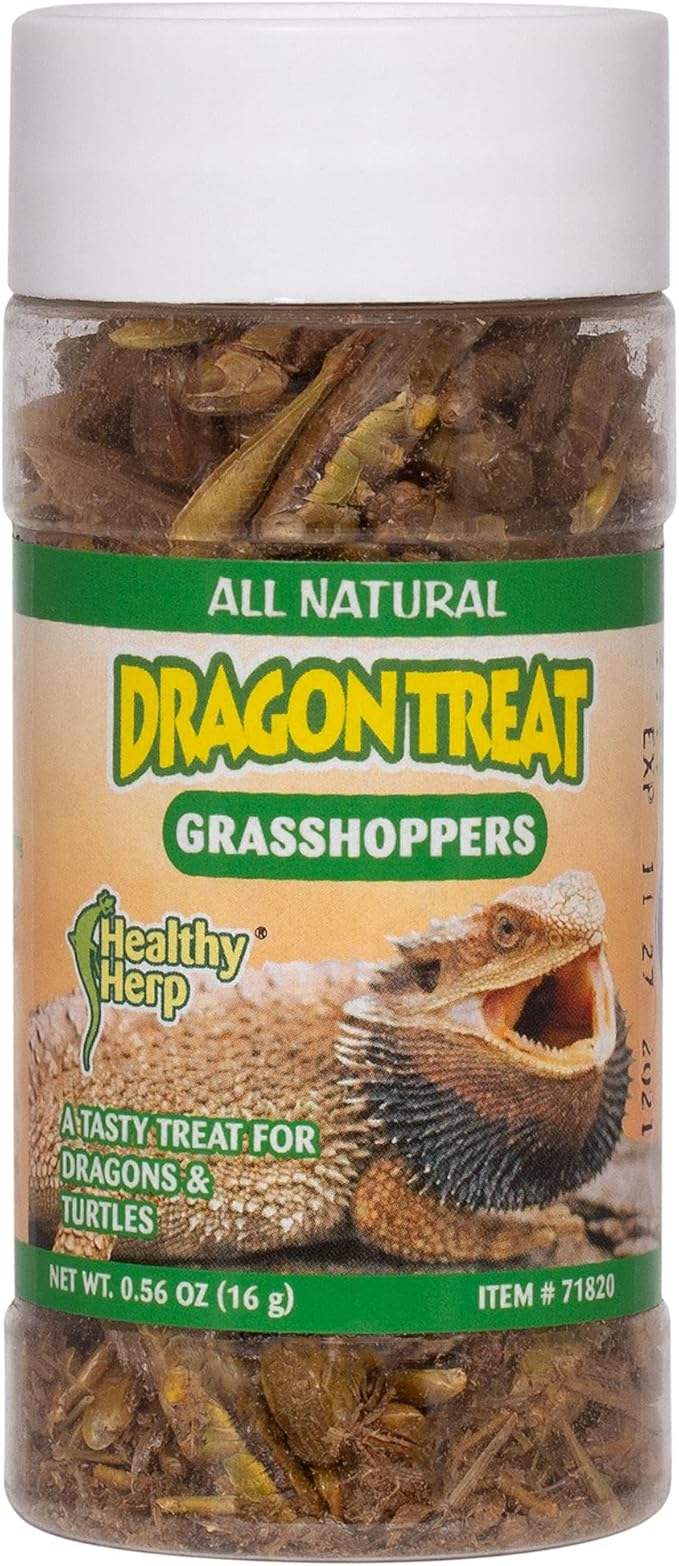 Healthy Herp Dragon Treat Grasshoppers - All Natural, Nutritious Turtle Food, Bearded Dragon Tank Accessories - for Bearded Dragons, Box Turtles, Aquatic Turtles - 0.56 oz (16g)