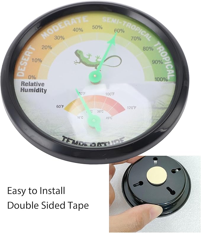 Thermometer Hygrometer Dial Hygrometer Mechanical High Precise Pointer Type Mechanical Temperature and Humidity for Reptile Pet
