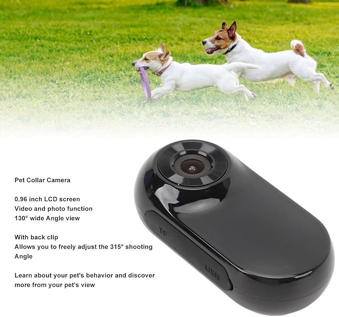 Cat Camera Collar, HD 1080P Dog Collar Camera with Memory Card, 130° Wide Angle, Built in MIC, Mini Body Camera Action Camera for Dogs Cats Gifts Indoor & Outdoor (64GB)