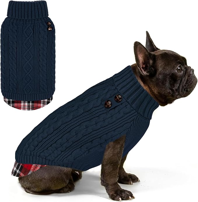 KYEESE Dog Sweater Warm Turtleneck Small Dogs Sweater Stretchy Comfy Pet Coat for Fall Winter Cold Weather Soft Pullover Dog Sweaters for Small Dogs Male