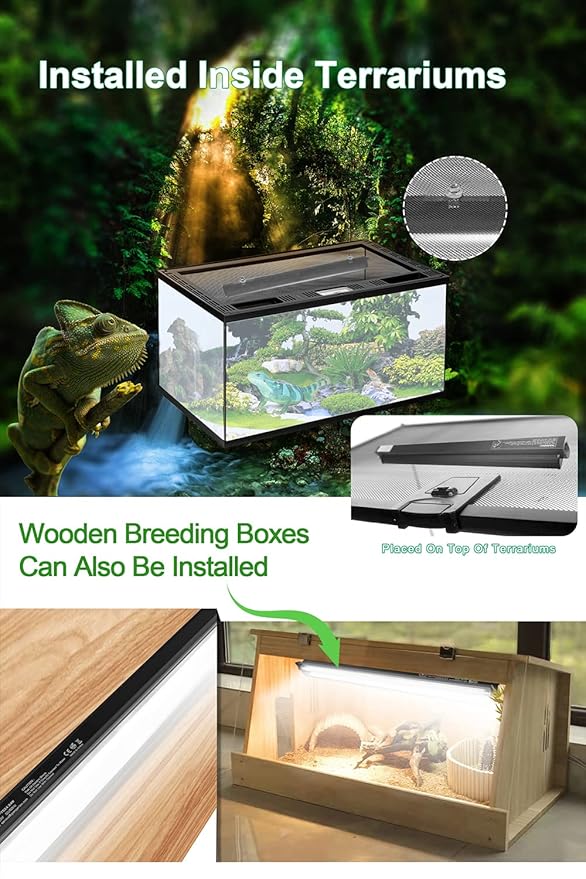 UVB Light for Reptiles, 12 Inch T5 10.0 UVB Reptile Light Fixture 8W, High Output UVA UVB Linear Lamp with Replaceable Bulb for Bearded Dragons, Tortoises & Lizards