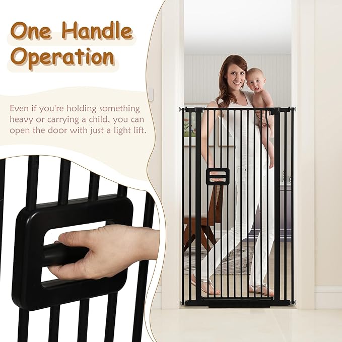 55'' Extra Tall Cat Gate, 30.1"-34.1" Wide Auto Close Tall Pet Gate for Doorways, Pressure Mounted High Dog Door Gate No Drilling Cat Fence Safety Baby Gate for Stairs, Doorways, Black