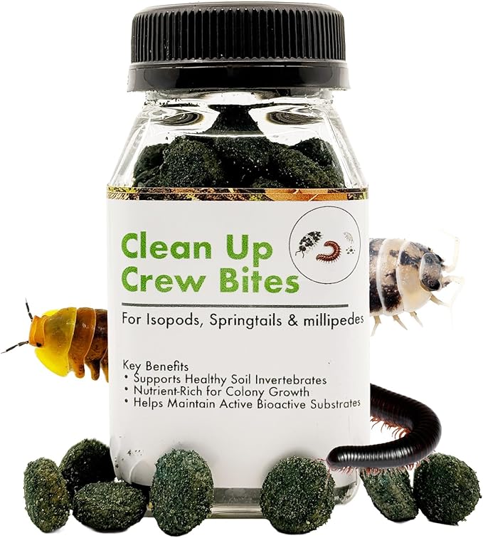 CTWPets Clean Up Crew Bites – Bioactive Terrarium Food for Isopods, Springtails, Millipedes & Fruit Flies | Microfauna Booster for Bioactive Enclosures - 2.5oz
