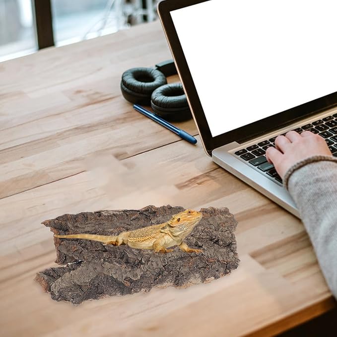 4pcs Reptile Bark Decor Wood,Natural Cork Bark, Bark Cork Hides Water Bark Flats Decor,Reptile Bark Cork Wood Bark Terrarium for Bearded Dragon Lizard Geckos Tortoise Random Shape Random Size Deliver