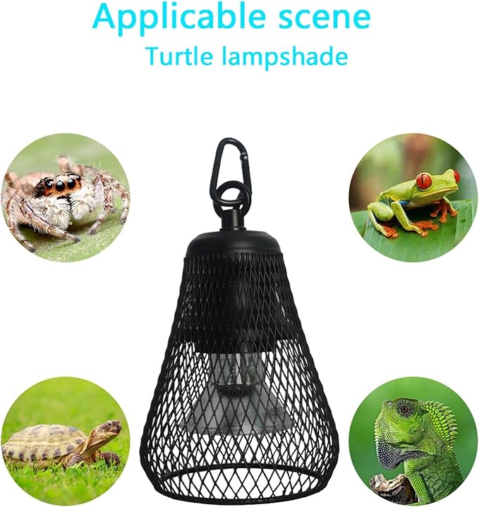 Reptile Heater Lamp Anti Scald Mesh Cage Lampshade Cover for Turtles Chicks Lizard Snake (US Plug)