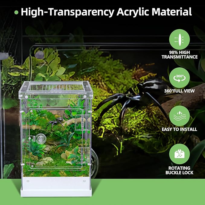 Jumping Spider Enclosure, 7.8''x8''x12'' Large Insect Terrarium, Praying Mantis Habitat, Large Insect Terrarium,Reptile Enclosure,Spider Habitat Caterpillar Habitat (7.8''x8''x12'')