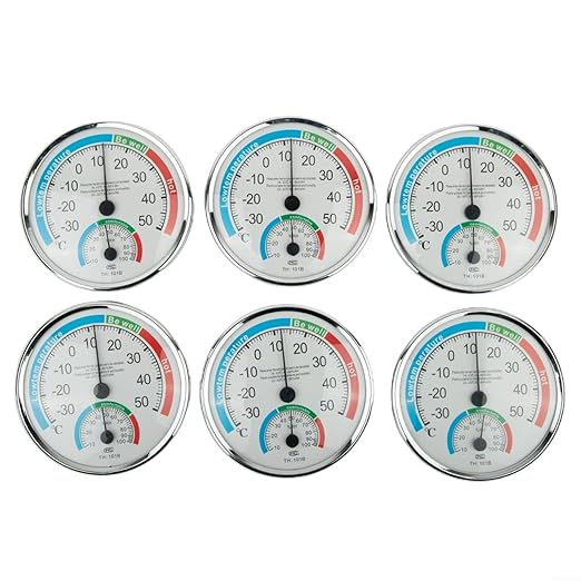 Analog Thermometer Hygrometer for Indoor Room Climate Control, Wall Mount or Stand Device with Comfort Display, No Battery Required for Home Office Greenhouse Sauna Terrarium, White(6pcs)