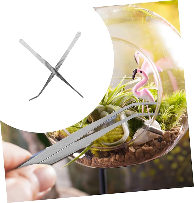 OSALADI Professional Reptile Care 25cm Stainless Steel Angled Tweezers Curved Nippers for Snake Lizard Gecko Feeding
