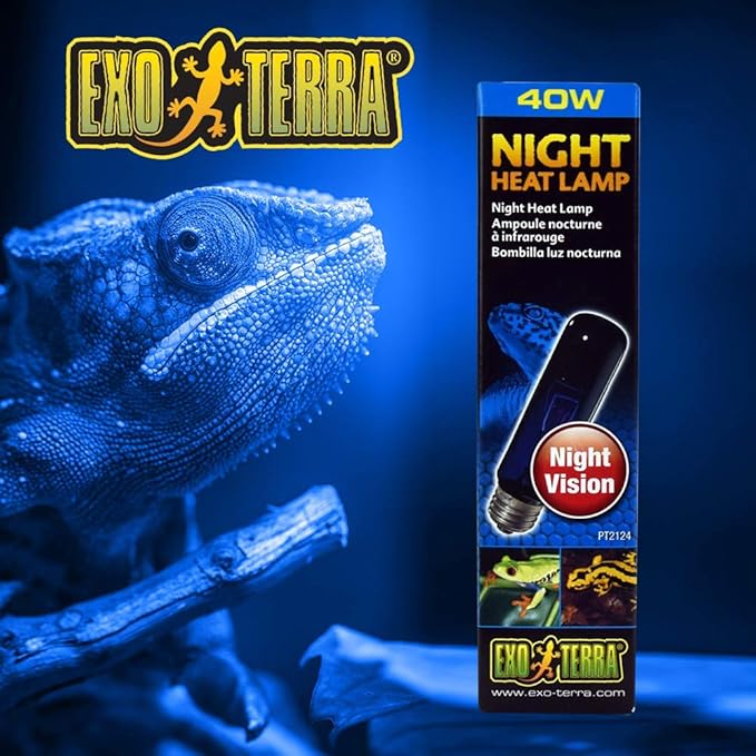 Exo Terra Night Glo Moonlight Heat Lamp, T10 Reptile Terrarium Light Bulb, 40 Watts, PT2124A1
