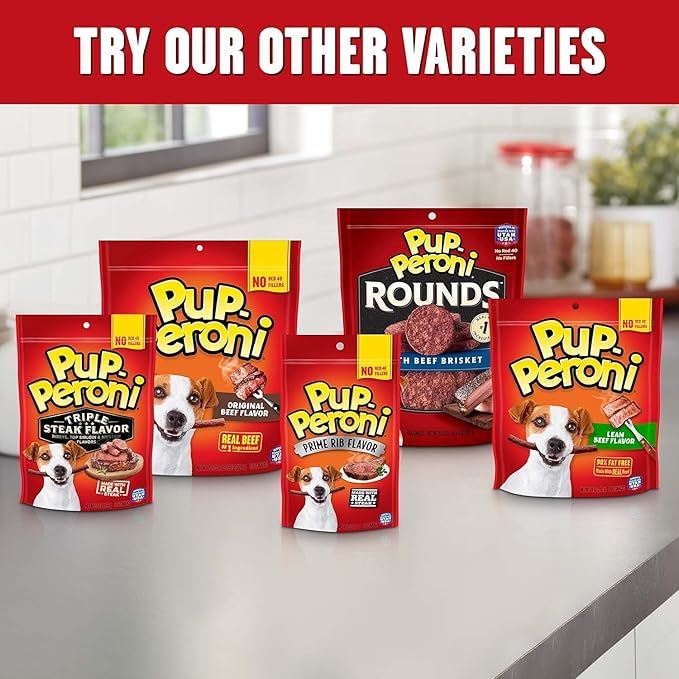 Pup-Peroni Dog Treats, Lean Beef Flavor, 22.5 Ounce, Made with Real Beef, 90% Fat Free (Pack of 2)