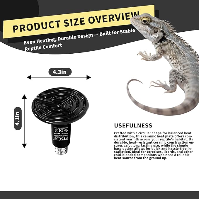 150W Reptile Heat Lamp(2 Packs)-Ceramic Heat Emitter for Reptiles Amphibian Pet Brooders Chicken Incubation, and Terrariums Turtle Lizard Bearded Dragon Snake E26