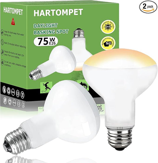 75W E26 Reptile Heat Lamp Bulbs - R63 Upgraded UVA Amphibian Basking Spot Light, Simulated Sunlight for Bearded Dragon, Lizard, Tortoise & chics, Daylight Bulb for Aquariums and Tanks|2 Pack